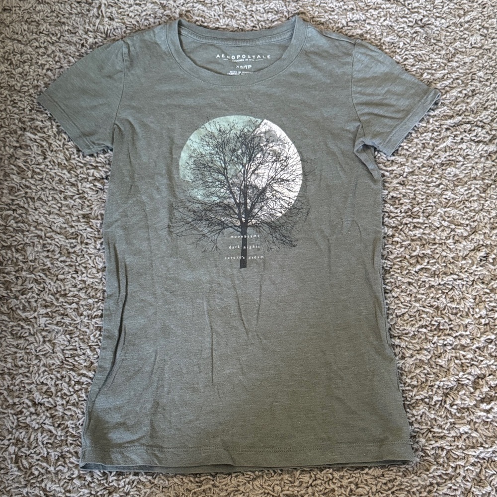 Aeropostale Women's Green Tree Graphic Tee
